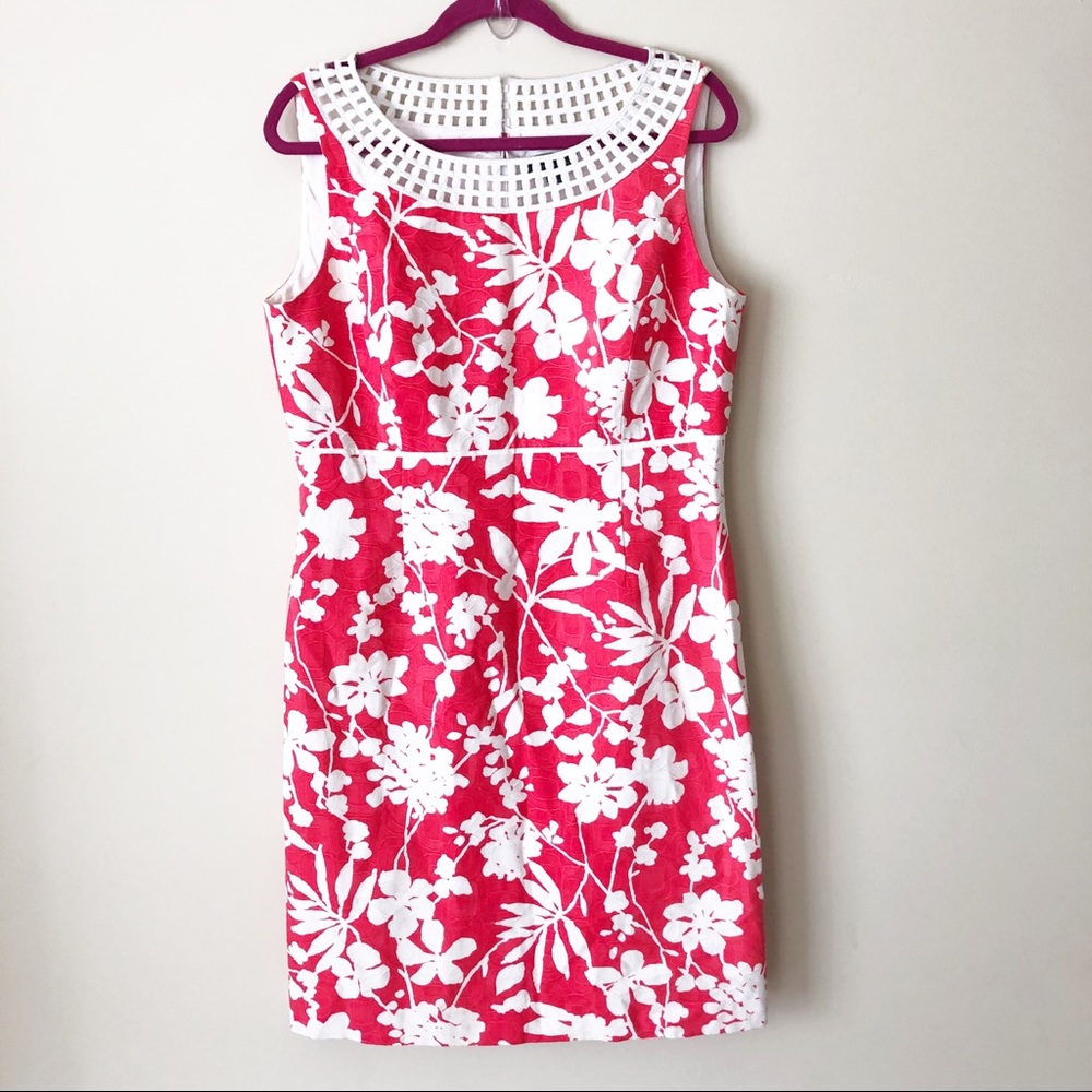 Tahari Arthur S.Levine Sleeveless Pink/White Dress